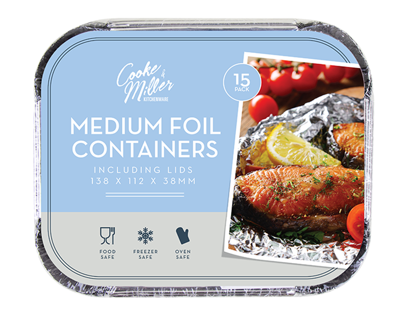 Medium Foil Containers & Lids 15pk